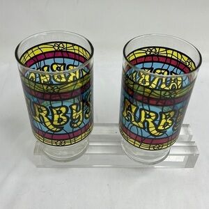 Vintage Arby’s Tiffany Style 12 oz Drinking Beverage Tall Tumblers Glasses